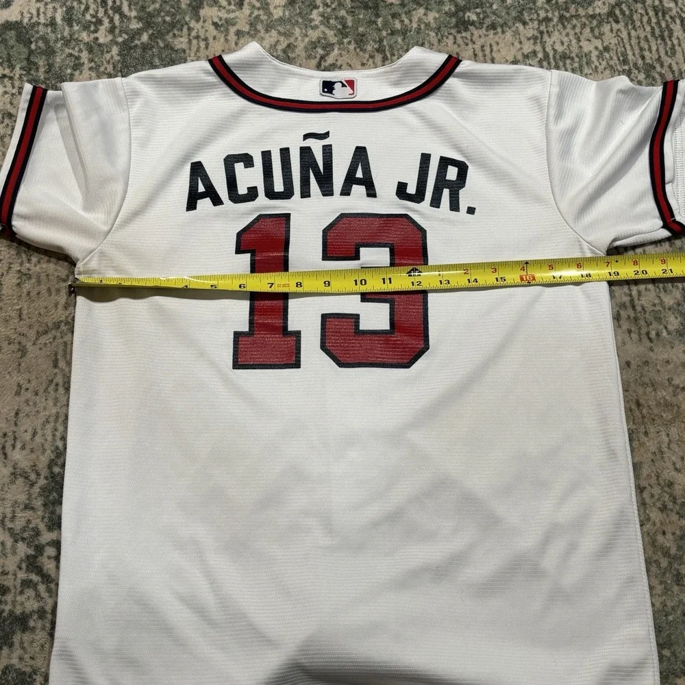 Nike Atlanta Braves Ronald Acuna Jr #13 Home Jersey Youth Large 14/16 White